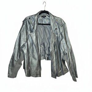 Torrid Plus Sized Women's Metallic Silver Faux Leather Jacket - Size 4XL